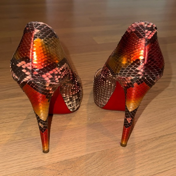 Christian Louboutin Snakeskin Open Toe Pumps - Picture 10 of 11